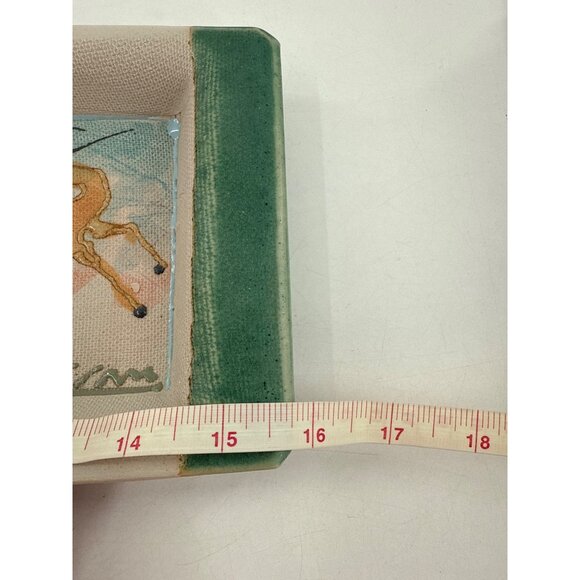 Ceramic Rectangular Tray With Hand-Painted Antelope Design - Picture 7 of 7